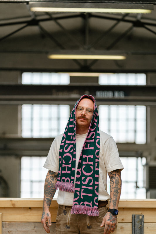 Merch Fanschal Grün/Rosa mit Icons