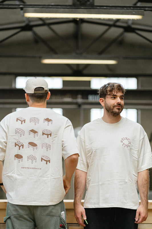 Merch T-Shirt Creme mit Braunen Icons